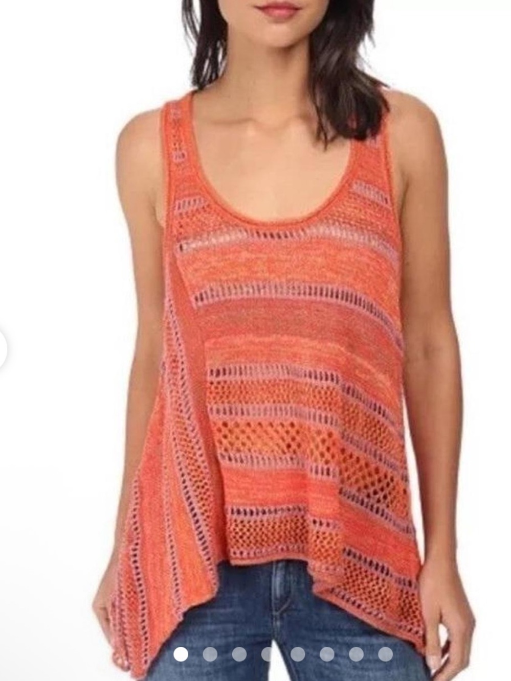 Free People Coral-Orange Crochet Tank